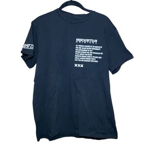 RockStar Original Graphic Print Streetwear T-shirt Black Short Sleeve 90s